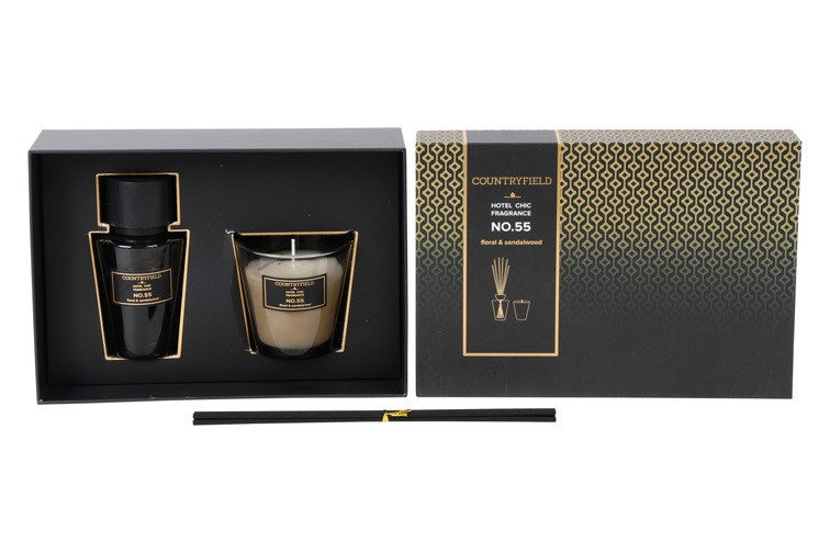 Cadeauset Geurstokje en Geurkaars No.55 Floral & Sandalwood - Afbeelding 2