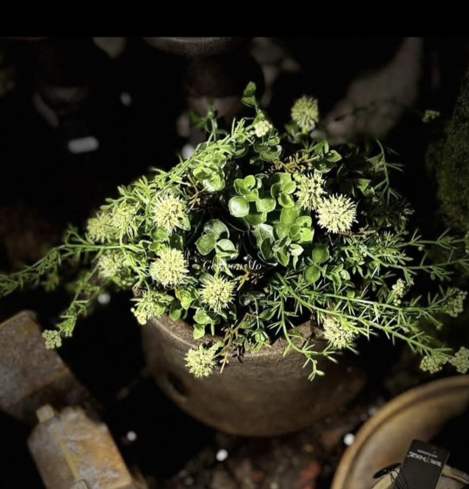 Kunst halve bol Echinops/Eucalyptus Groen