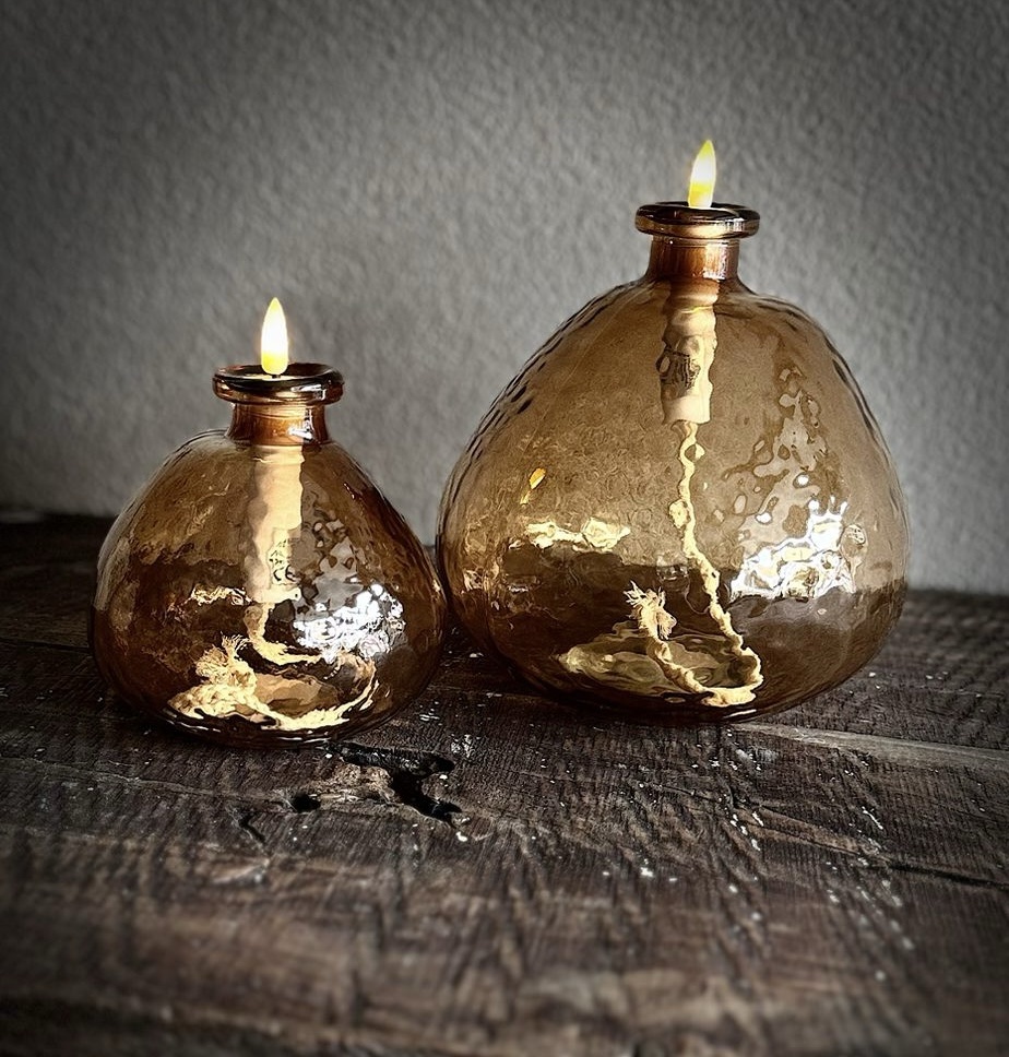 Olielamp LED met oranje glas