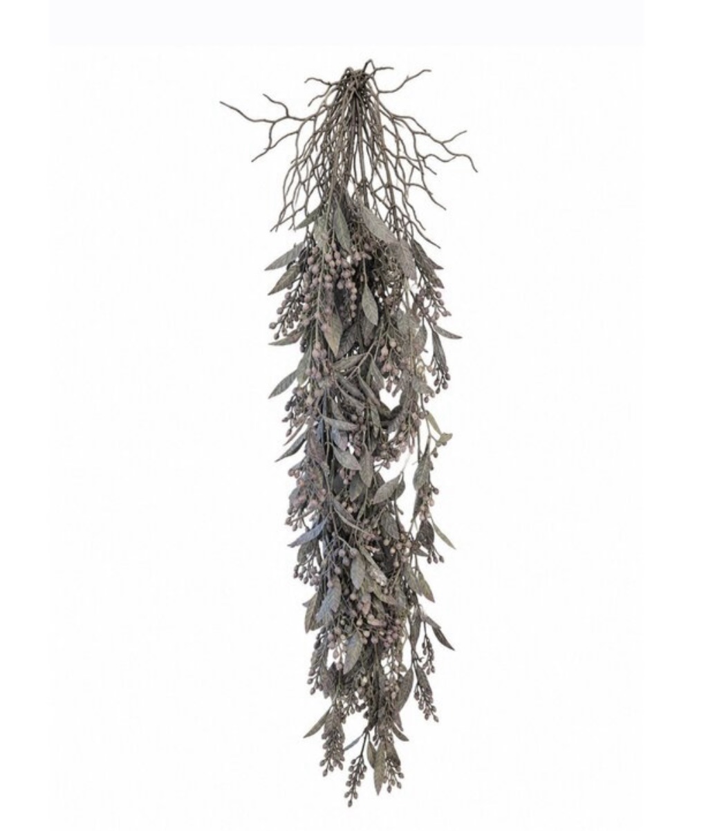 Kunstplant hang/steker Schinus paars 87cm