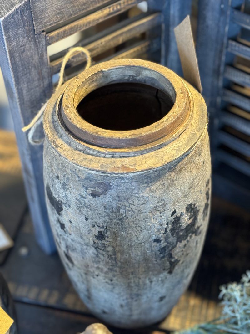 Oude houten pot met deksel - Afbeelding 2