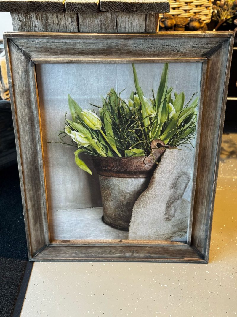 Houten lijst met afbeelding boeket