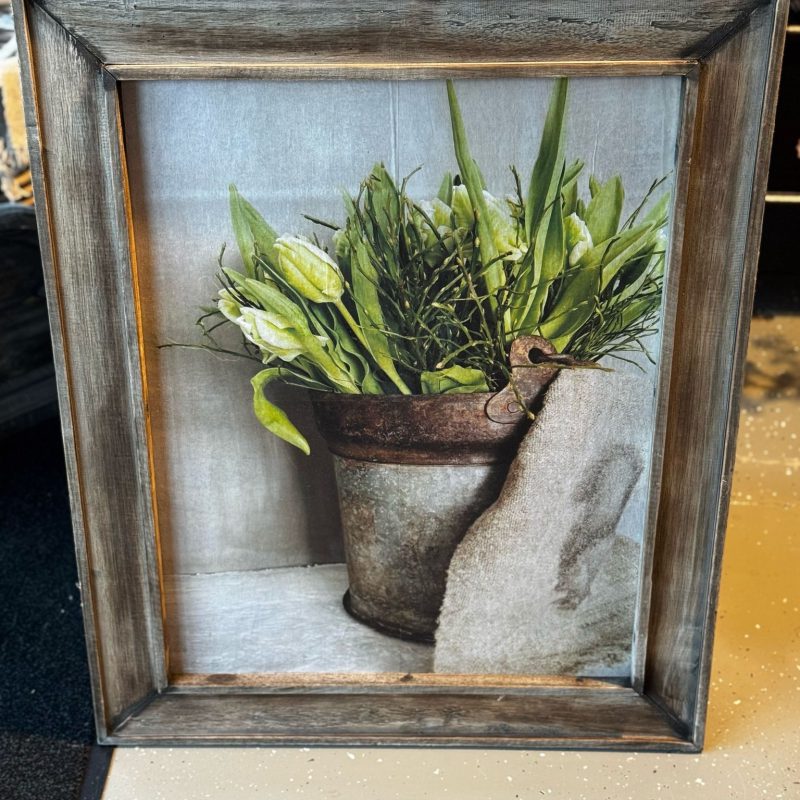 Houten lijst met afbeelding boeket