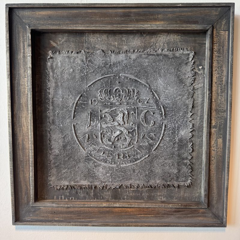 Houten lijst met kalkdoek 1 Gulden