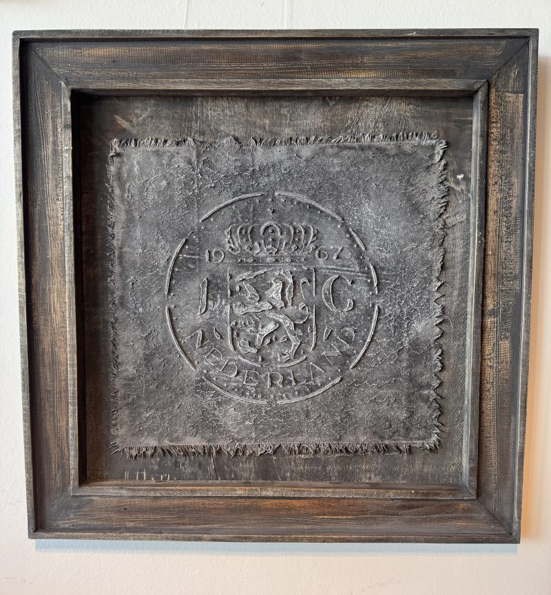 Houten lijst met kalkdoek 1 Gulden