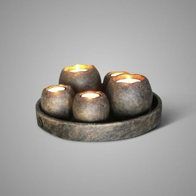 Brynxz Set of 5 Tealightcups on a Plate Majestic Brown