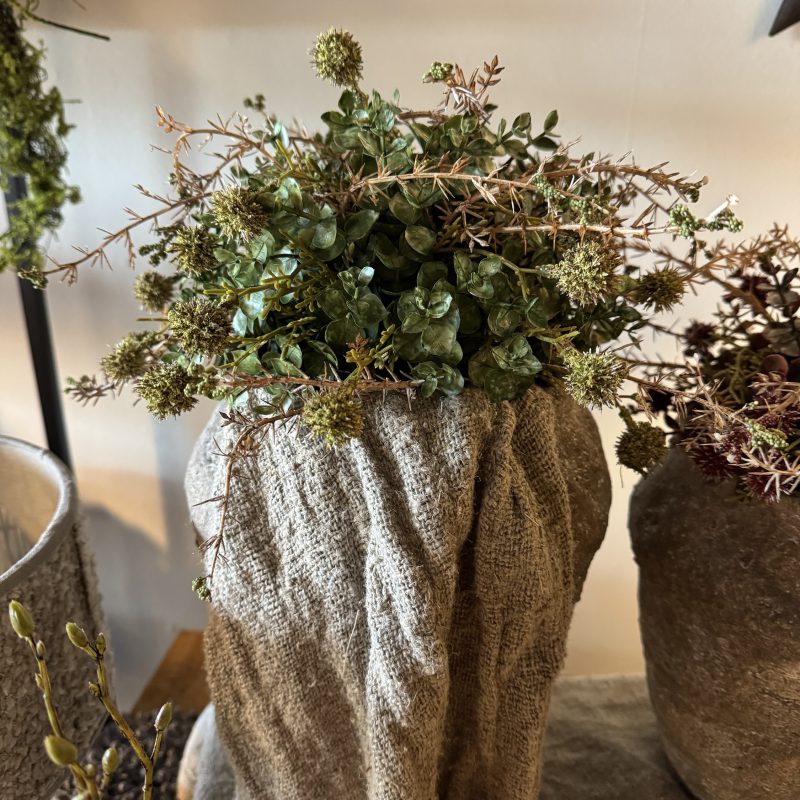 Kunstbloem halve bol biddle L Groen