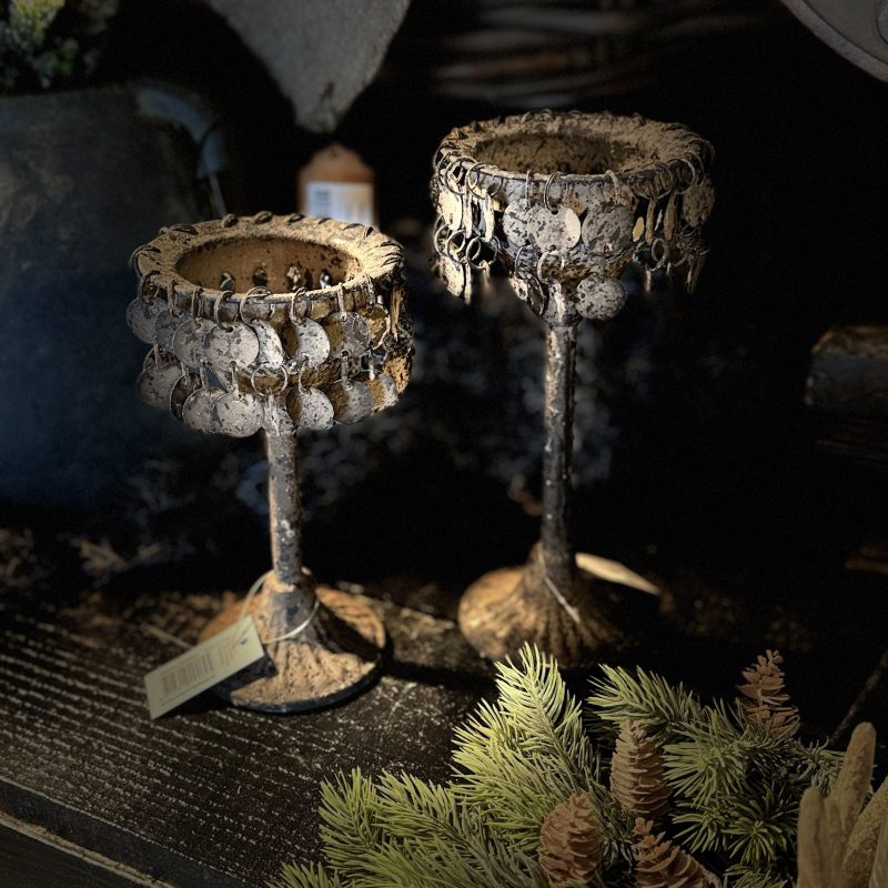 Kandelaar met schijfjes grijs