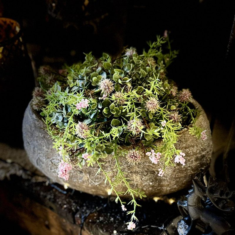 Kunst halve bol Echinops/Eucalyptus XL Roze