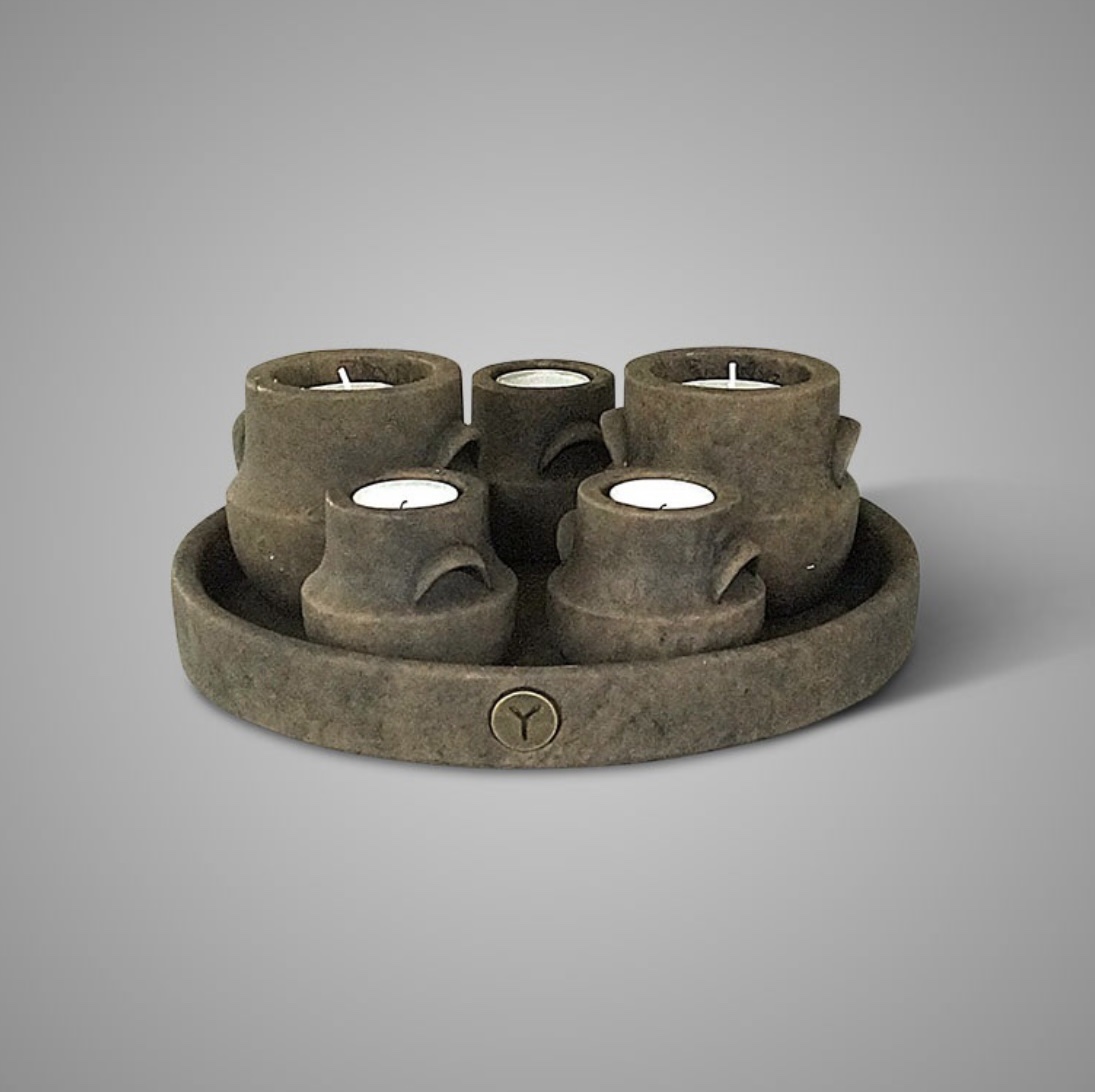 Brynxz Amazing Set of 5 Tealightcups on Plate Majestic Brown