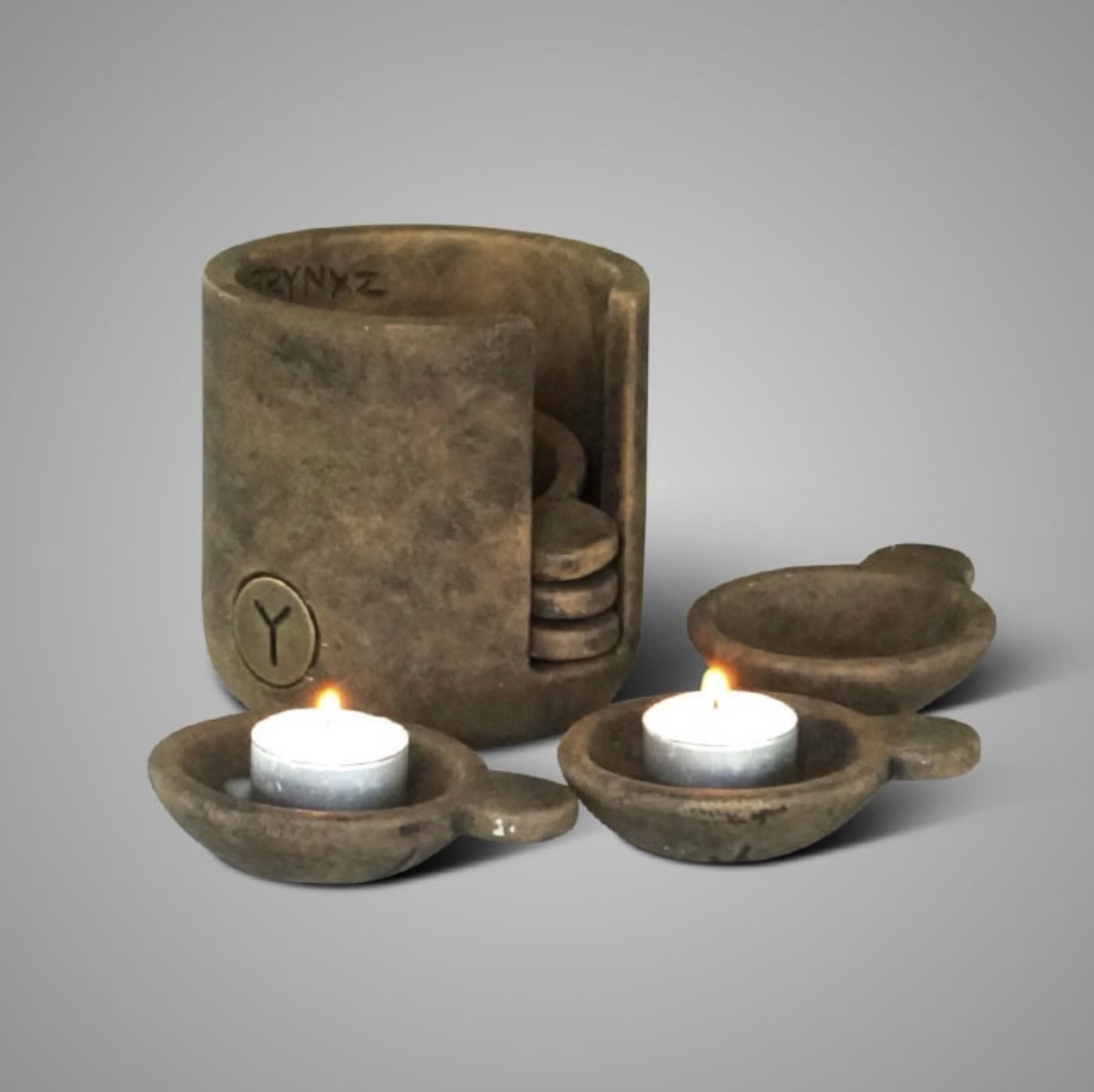 Brynxz Set of 6 Cups in Holder Majestic Brown