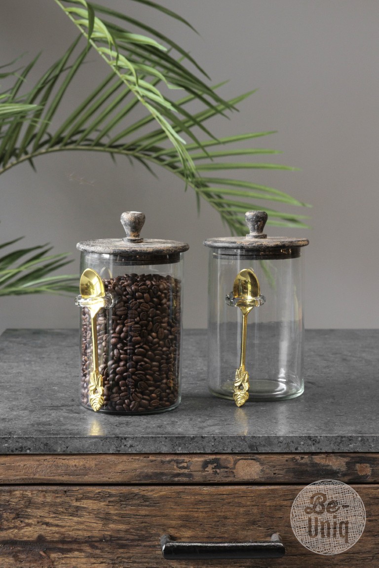 Be-Uniq Glazen voorraadpot met lepel Buren