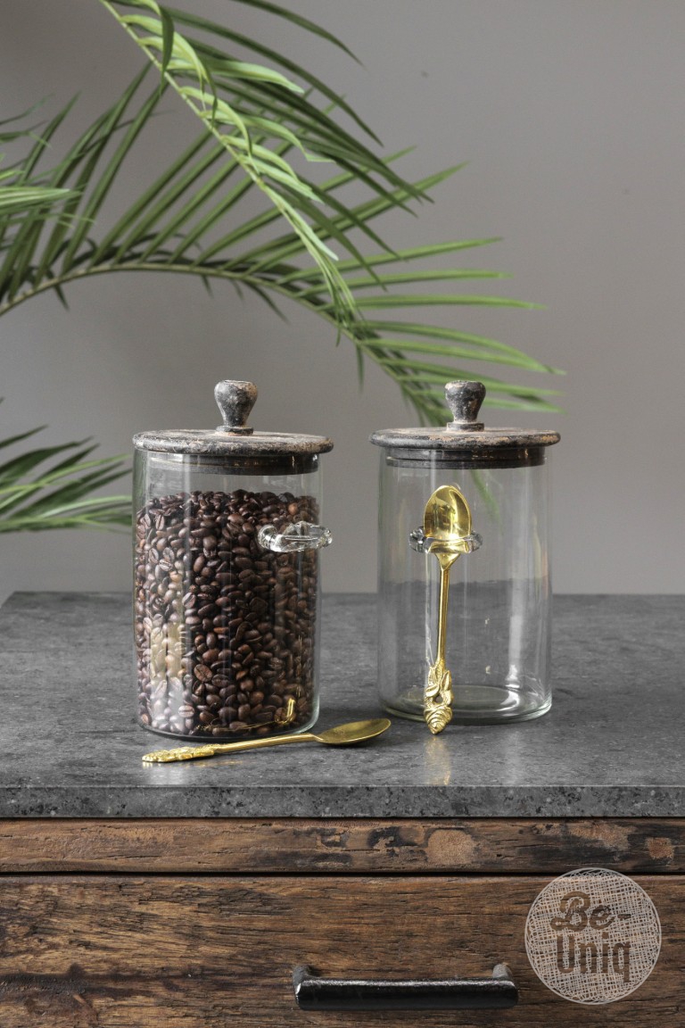 Be-Uniq Glazen voorraadpot met lepel Buren - Afbeelding 2